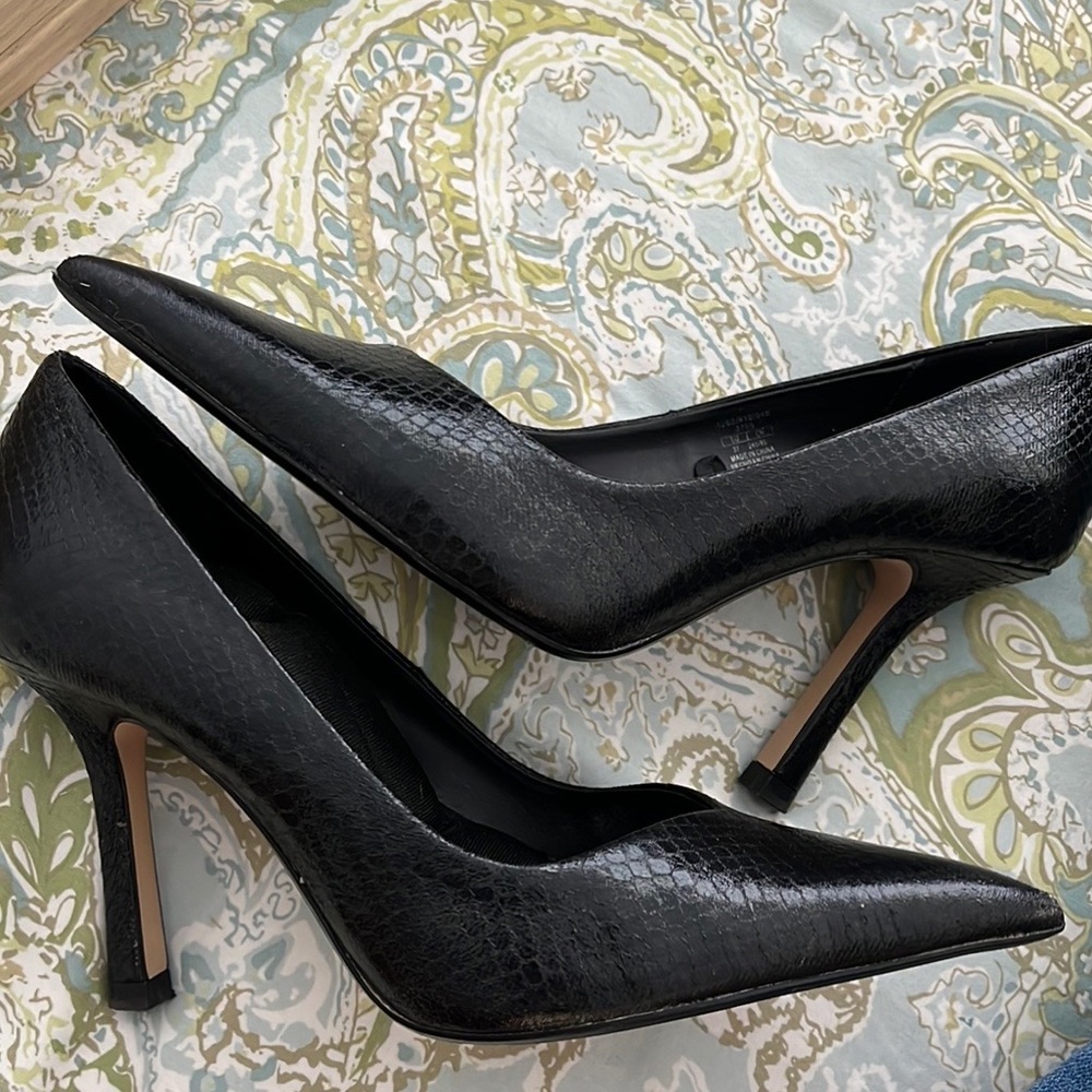 Zara Black Snake Textured Stilettos